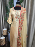 Party wear Pant Suit in Dark beige   Color
