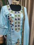 Designer Partywear Readymade Suit Light Blue