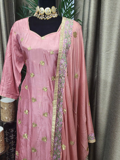 Partywear Suit in Light Coral color with Salwar