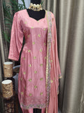 Partywear Suit in Light Coral color with Salwar