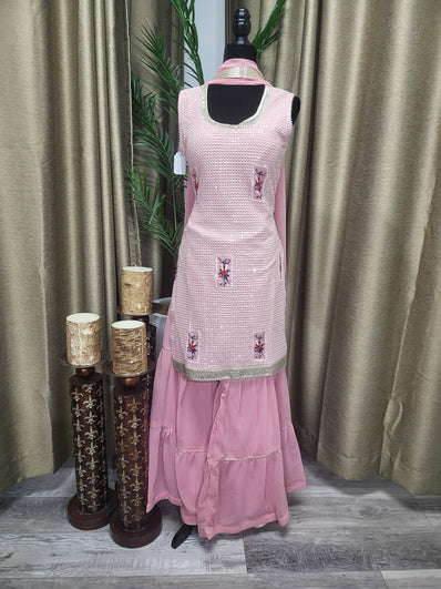 PSH20 Partywear Sharara Suit in Pink
