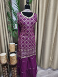 PSH22 Partywear Sharara Suit in Dark Orchid