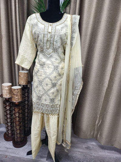 Partywear Designer Salwar Suit Light Gold