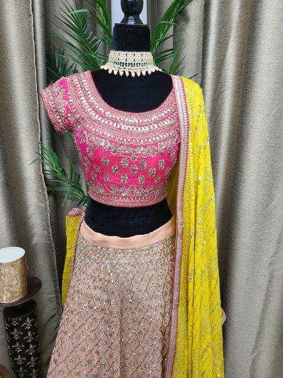 Partywear Lehenga in Peach Color