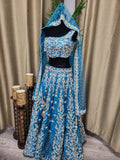 Partywear Lehenga in Turquoise Blue Color