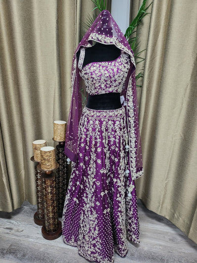 Partywear Lehenga in Purple Color