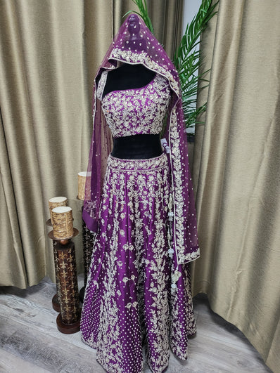 Partywear Lehenga in Purple Color