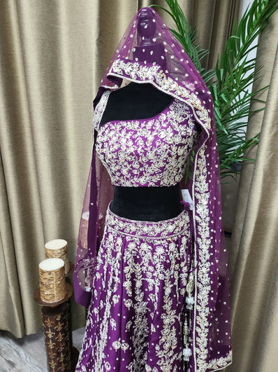 Partywear Lehenga in Purple Color