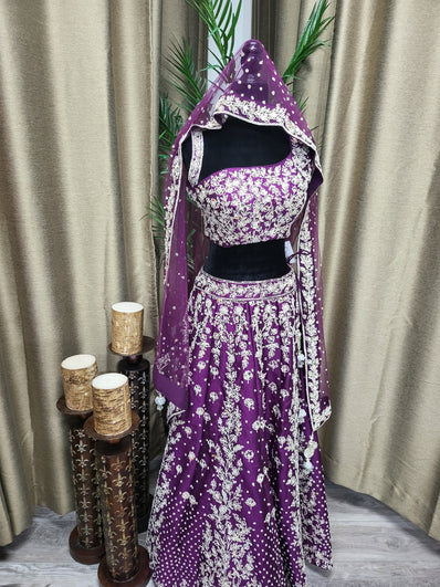 Partywear Lehenga in Purple Color