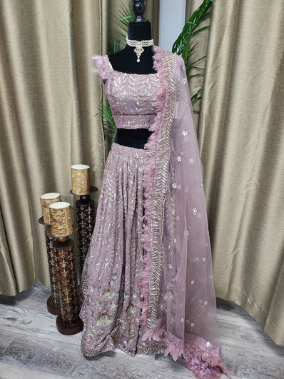 Partywear Lehenga in Thistle Purple Color