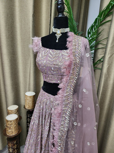 Partywear Lehenga in Thistle Purple Color