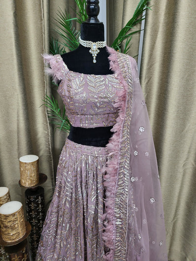 Partywear Lehenga in Thistle Purple Color