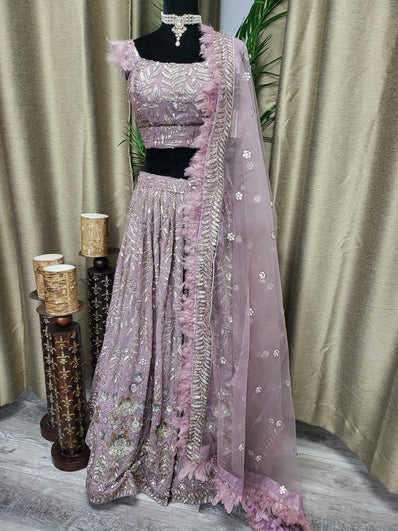Partywear Lehenga in Thistle Purple Color