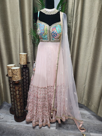 Partywear Lehenga in Light Peach Color