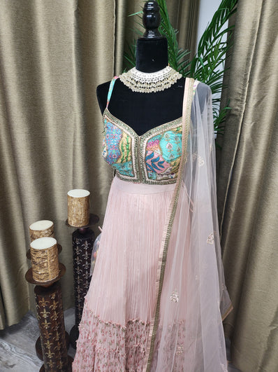 Partywear Lehenga in Light Peach Color