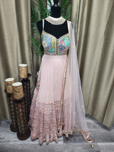 Partywear Lehenga in Light Peach Color