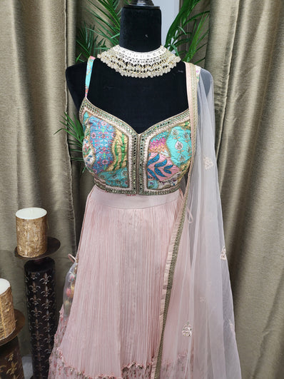 Partywear Lehenga in Light Peach Color