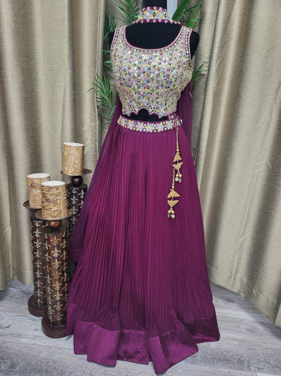 Partywear Lehenga in Magenta Color