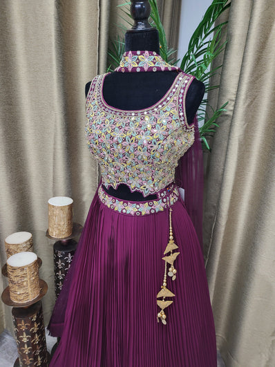 Partywear Lehenga in Magenta Color