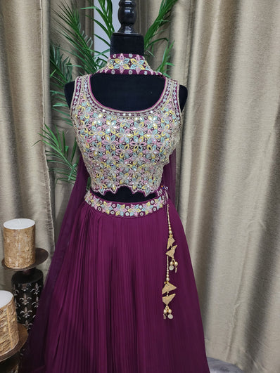 Partywear Lehenga in Magenta Color