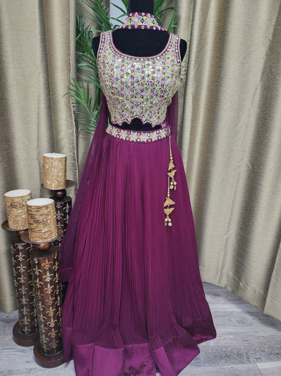 Partywear Lehenga in Magenta Color