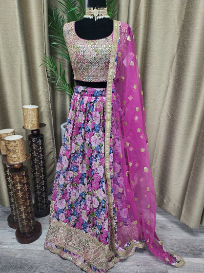 Partywear Lehenga in Pink Color