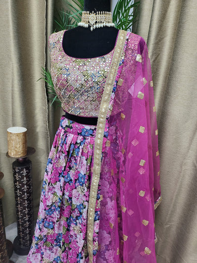Partywear Lehenga in Pink Color