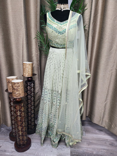 Partywear Lehenga in Light Green Color