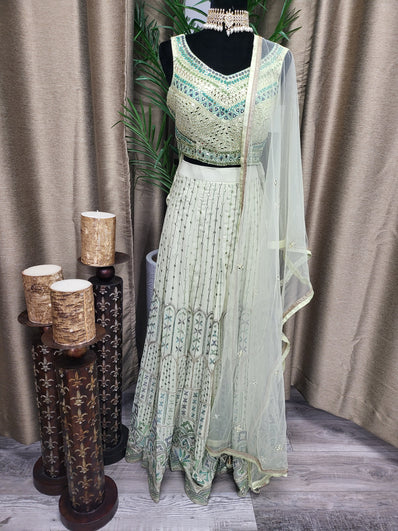 Partywear Lehenga in Light Green Color