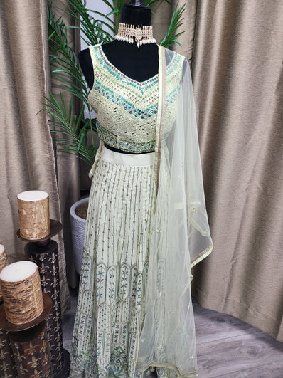 Partywear Lehenga in Light Green Color