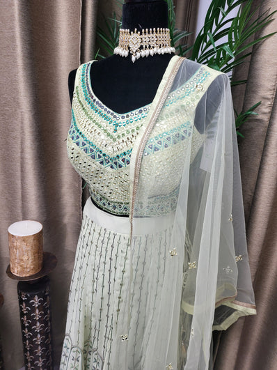 Partywear Lehenga in Light Green Color