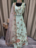 PLH32 Partywear Lehenga in Light Seafoam Green Color