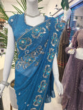 Party wear Saree in Turqouise Blue  Color