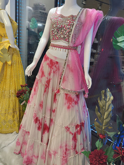 Partywear Lehenga in Pink Color