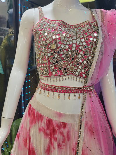 Partywear Lehenga in Pink Color