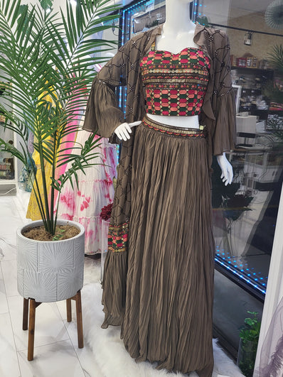 Party wear Lehenga in Brown Color