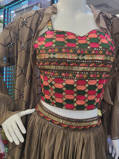 Party wear Lehenga in Brown Color