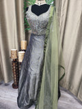 PLH58 Party wear Lehenga in Olive Green  Color