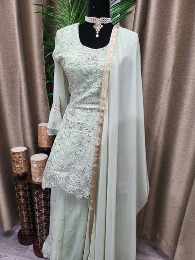 Party wear Lehenga in Light Green Color