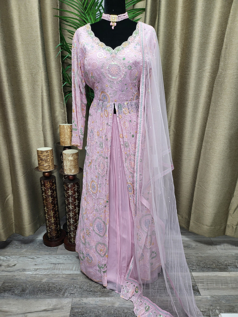 Party wear Lehenga in Light Pink  Color