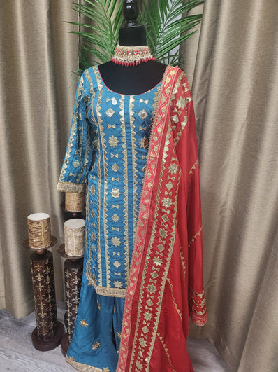 Party wear Palazzo Suit in Blue Color