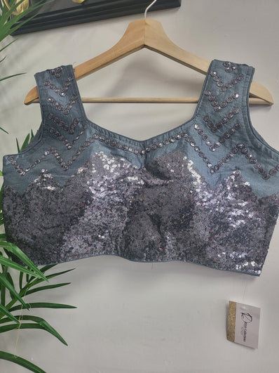 Party wear Blouse in Grey Color --PBL2