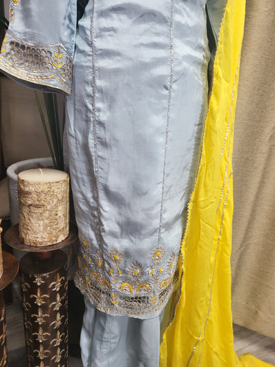 Party wear Salwar Kameez Suit in Light grey  Color