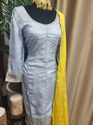 Party wear Salwar Kameez Suit in Light grey  Color