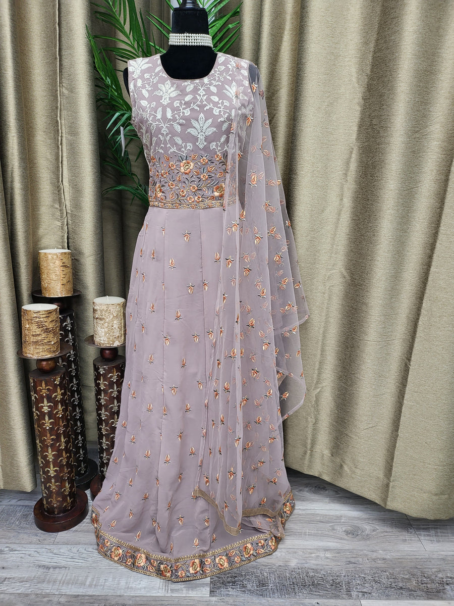 Party wear Anarkali Suit in Rosy Brown Color --PAK4