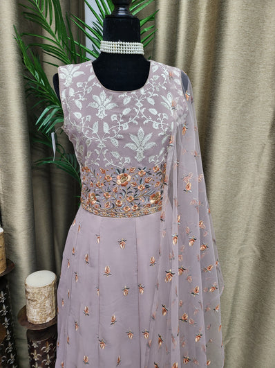 Party wear Anarkali Suit in Rosy Brown Color