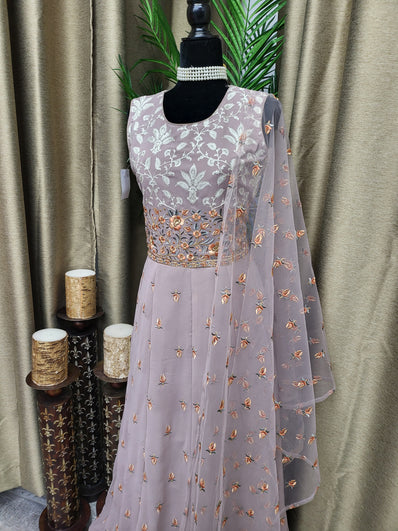 Party wear Anarkali Suit in Rosy Brown Color