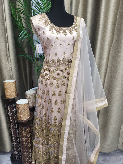 Party wear Anarkali Suit in Beige  Color