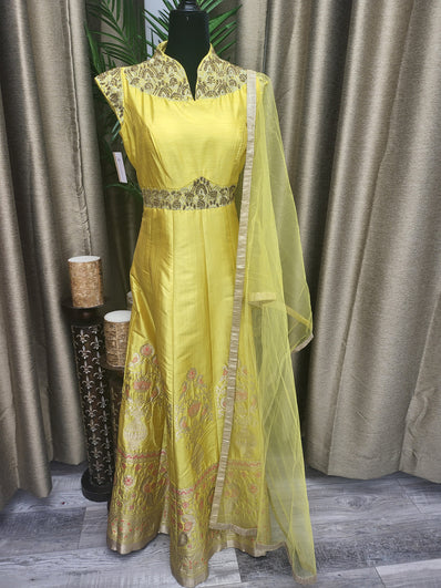 Party wear Dresses in Yellow Color --PDR8