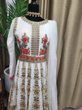 Party wear Anarkali Suit in White Color